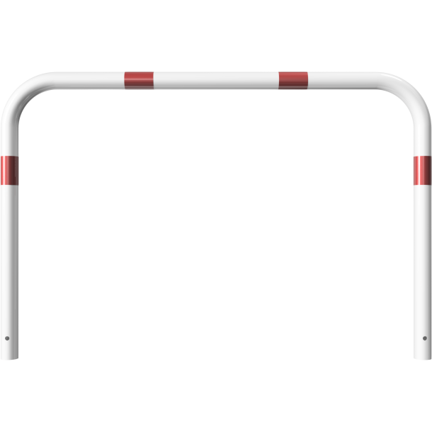 Hoop of steel tube |  60 x 2,5 mm | without cross bar | for casting in concrete | total width: 1500 mm | total height: 1000 mm | hot-dip galvanized and white coatedwith red reflecting stripes